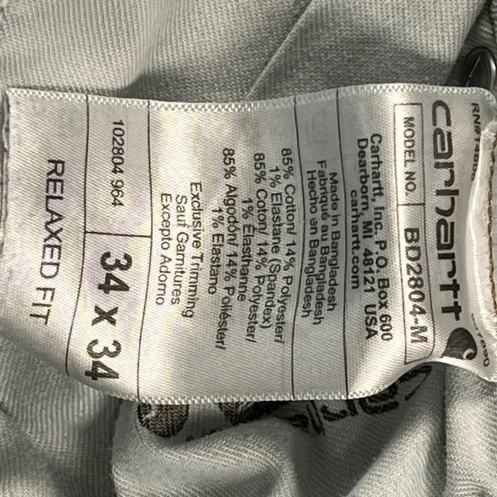Carhartt Relaxed Fit Jeans Mens 34x34 Blue Denim Cotton Light Wash Straight Leg